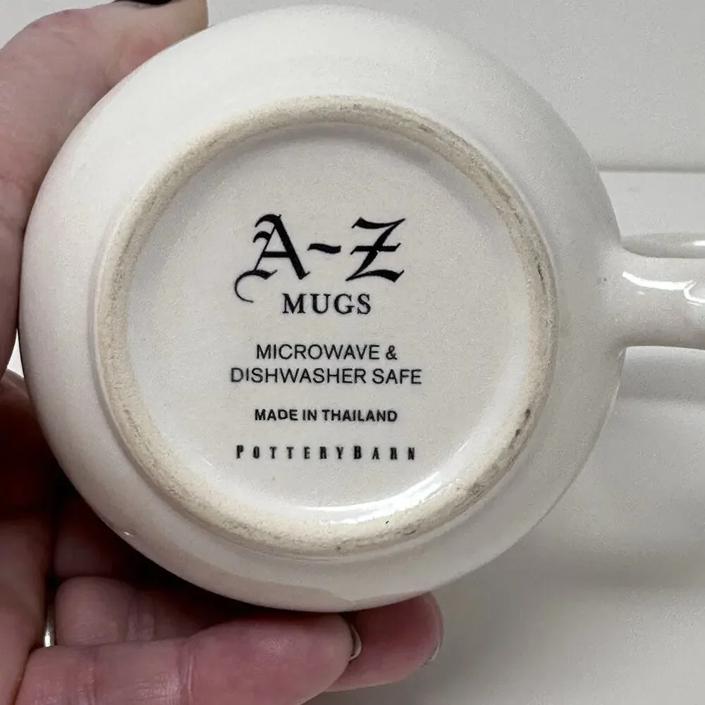 Pottery Barn Ceramic A to Z Coffee Mug in Off White - “D”